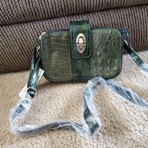 Madi Claire Green leather crossbody bag